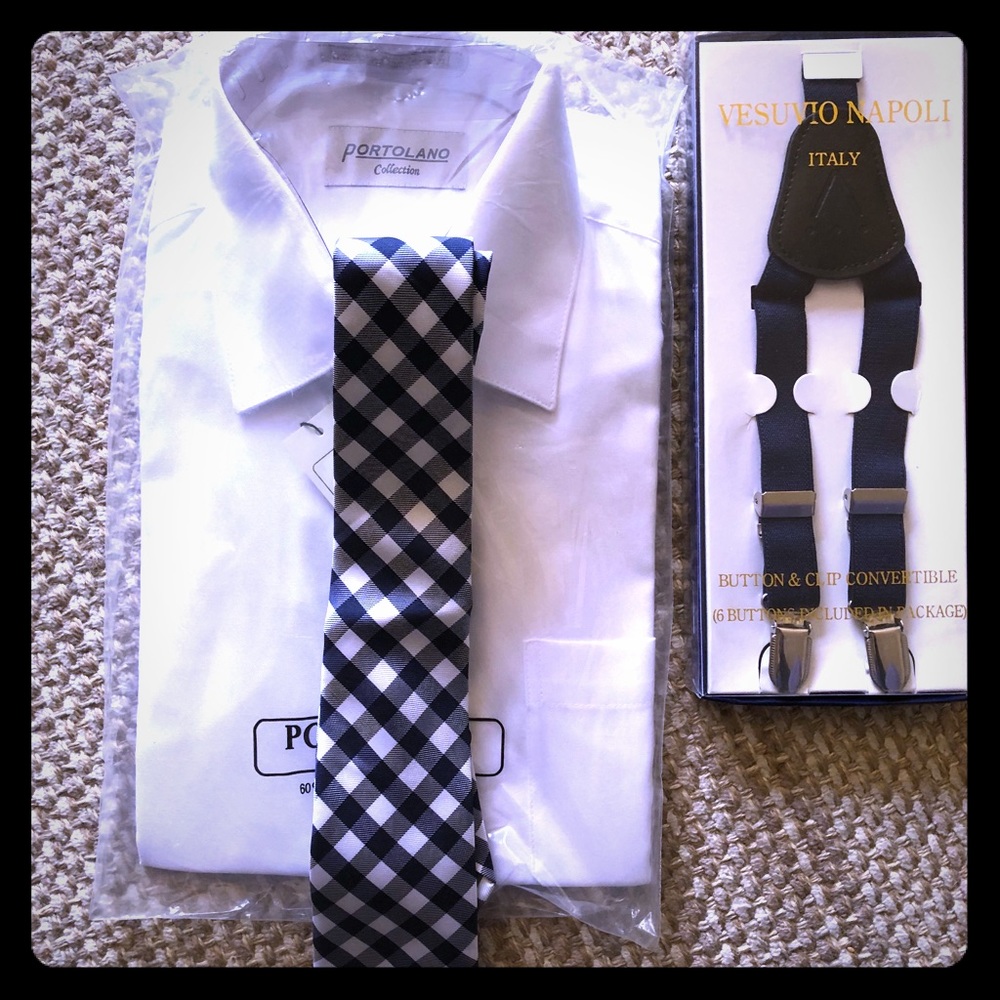 Boys Dress Shirt, Necktie, Suspenders